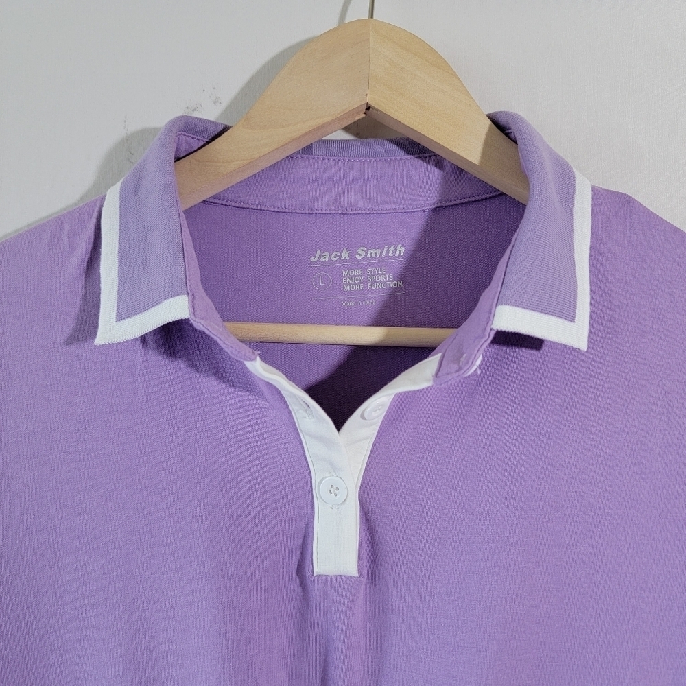 JACK SMITH Women's Sport Shirt Dress Sz L Purple Long Sleeve Pocket Athleisure - Picture 3 of 12